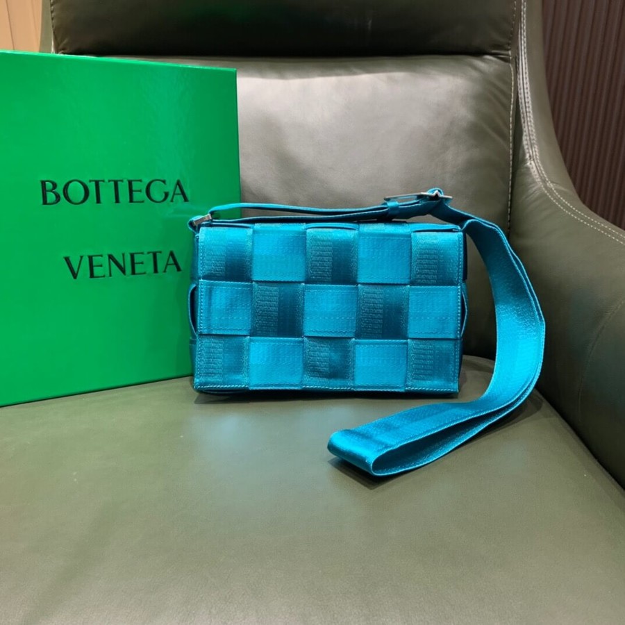 Bottega Veneta WEBBING Fabric Woven Crossbody Bag 680513 Shining Blue