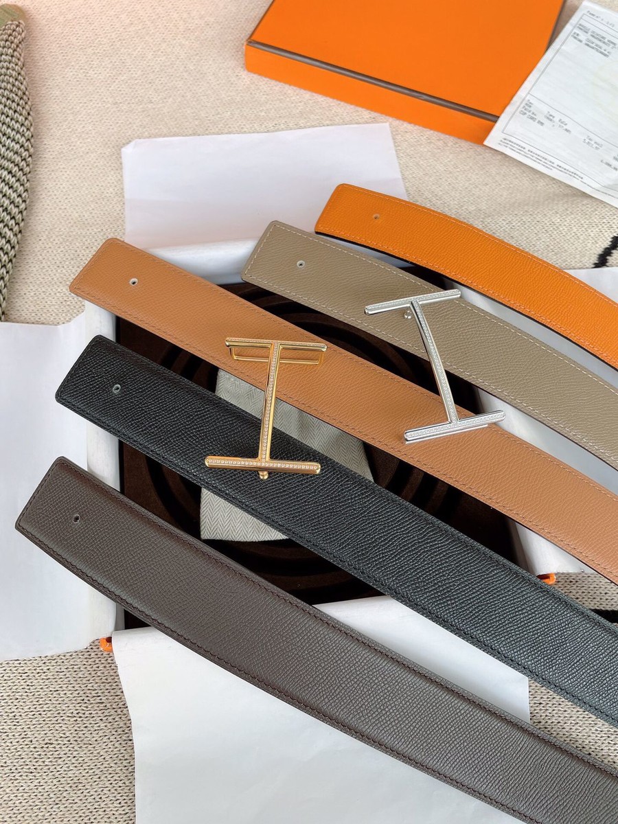 Hermes 38mm belt with fine H inlaid diamond metal buckle