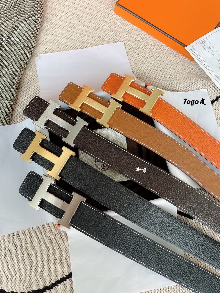 Hermes Togo leather H welding spot buckle 38mm men s belt