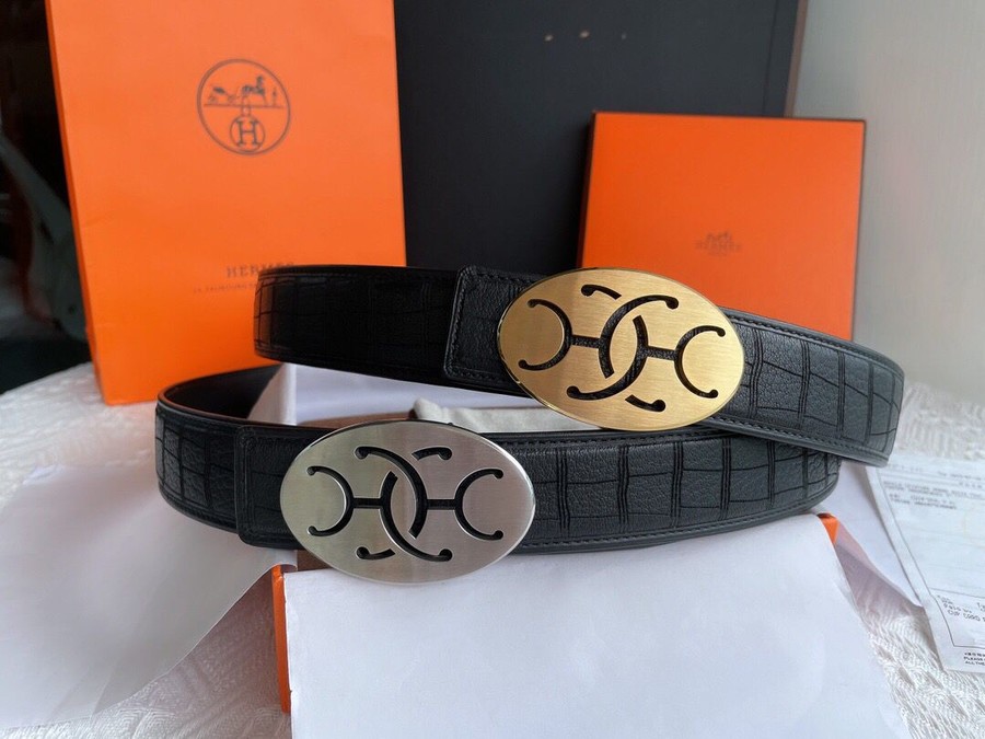 Hermes 4.0cm men s belt with deerskin metal buckle