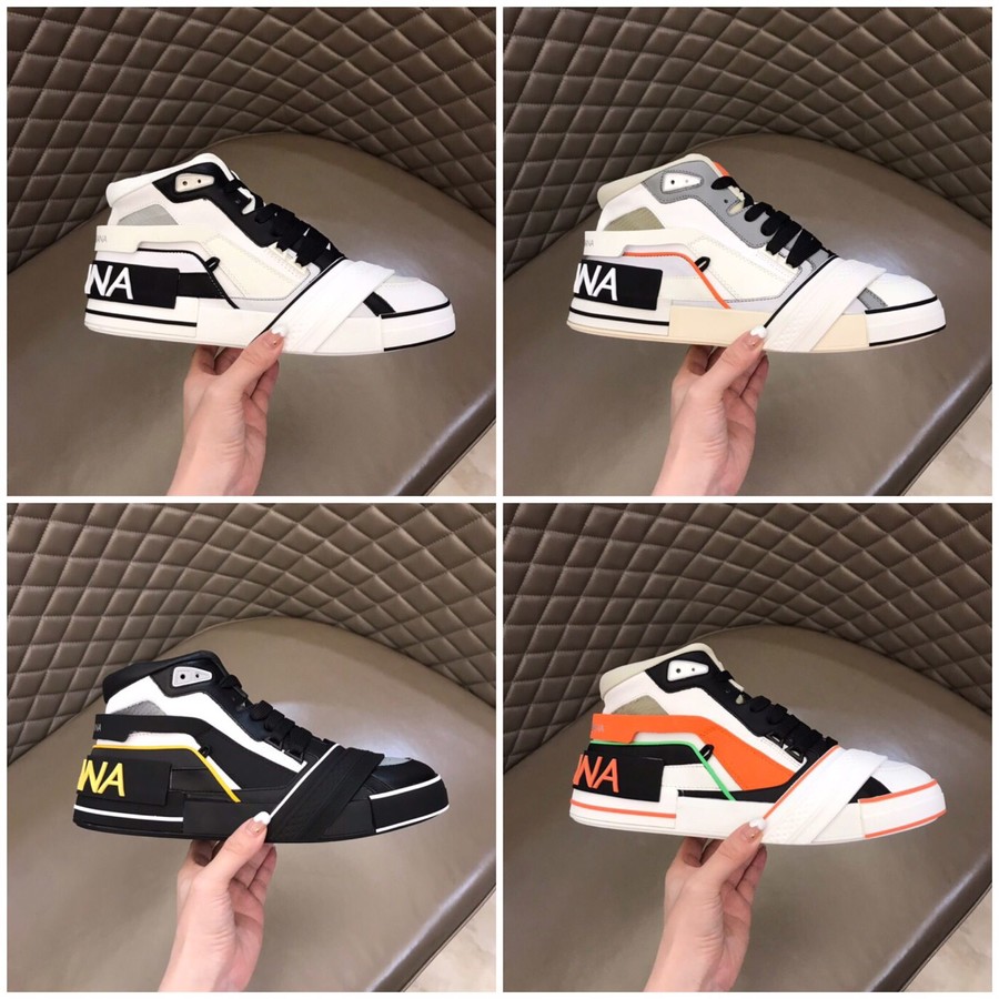 Dolce & Gabbana Cowhide cowhide color matching High Top casual men s shoes