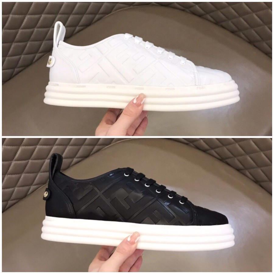 Fendi Three-dimensional embossed cowhide made classic men s Low Top casual sneakers