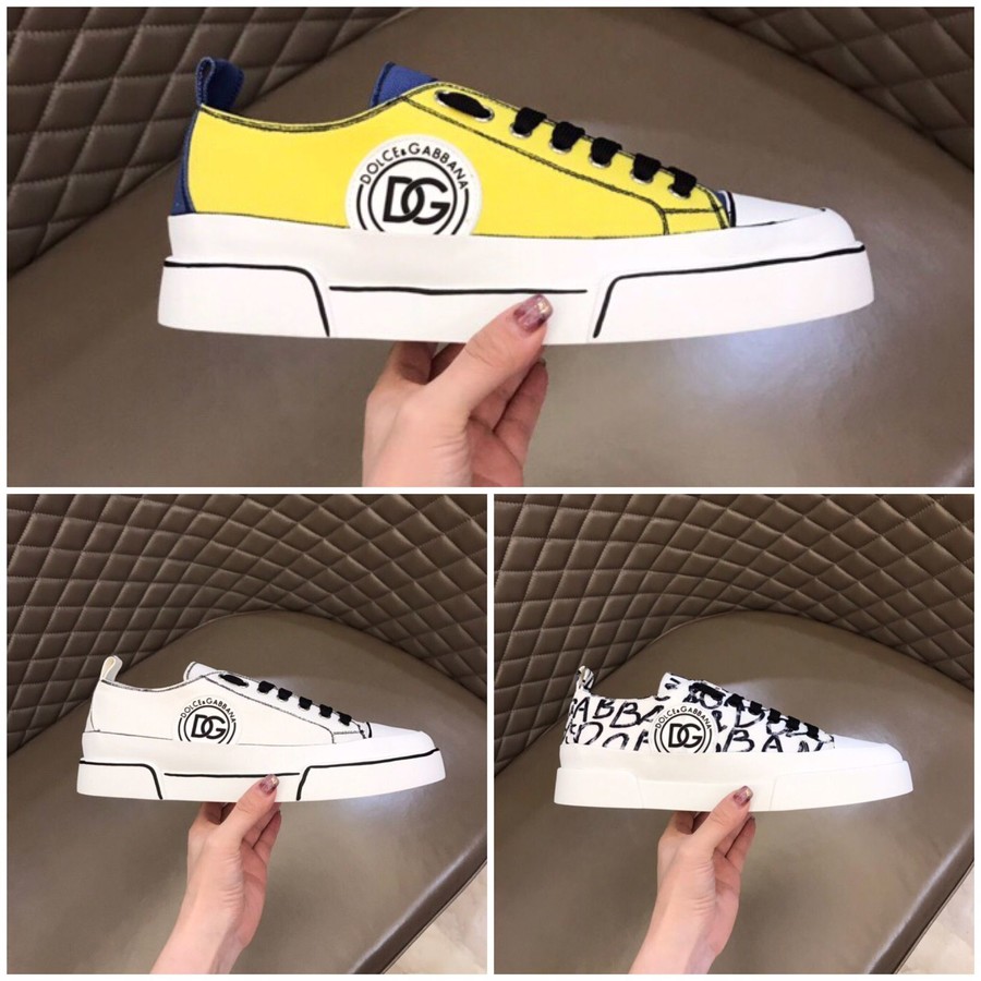 Dolce & Gabbana Printed canvas fabric men s casual sneakers