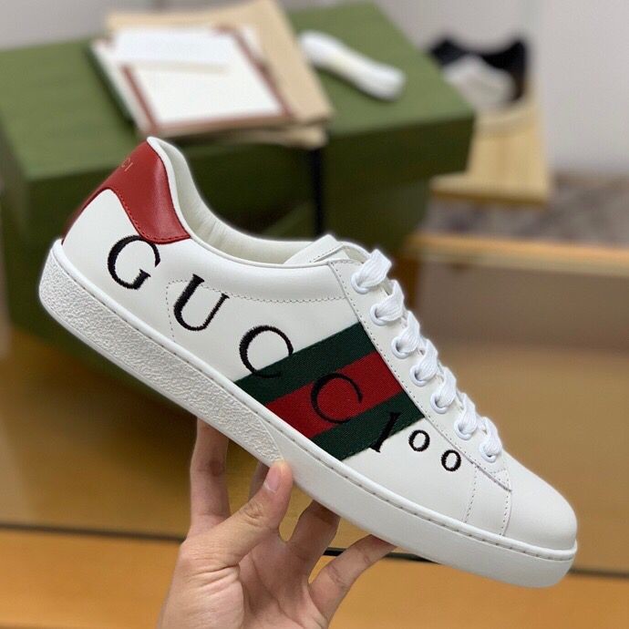 Gucci Small white shoes fabric cowhide flat shoes