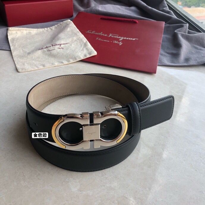 Ferragamo Gancio leather 3.5 belt with metal buckle