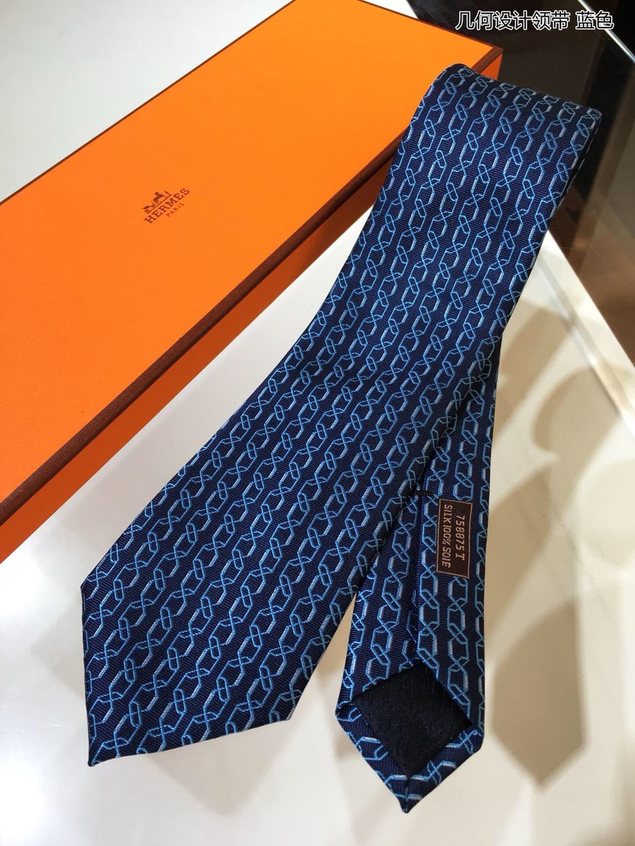 Hermes Geometric design tie in silk twill