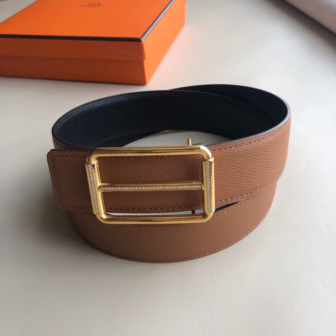 Hermes Stainless steel buckle leather men s 3.8cm belt