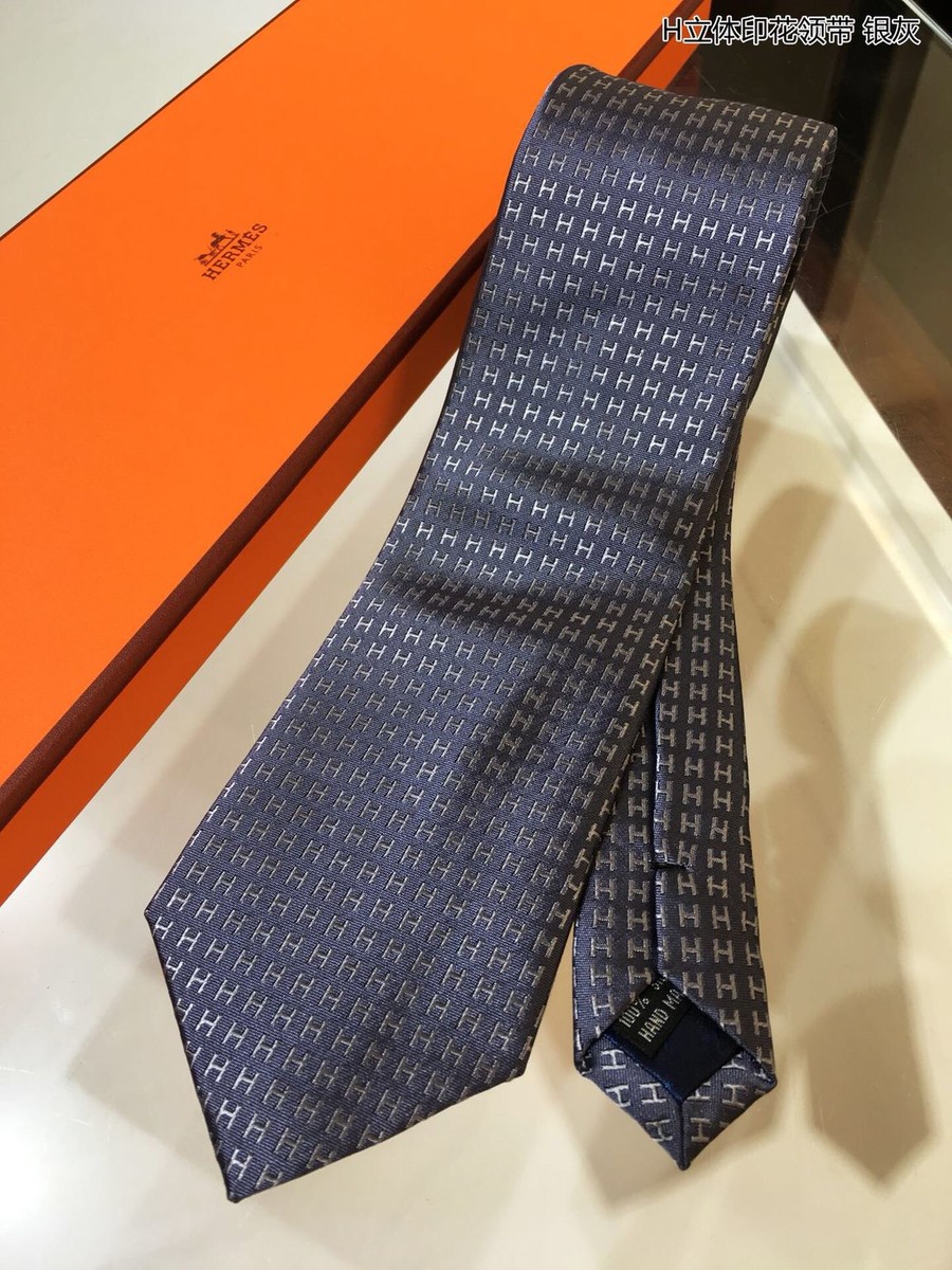 Hermes Twill silk three-dimensional print tie