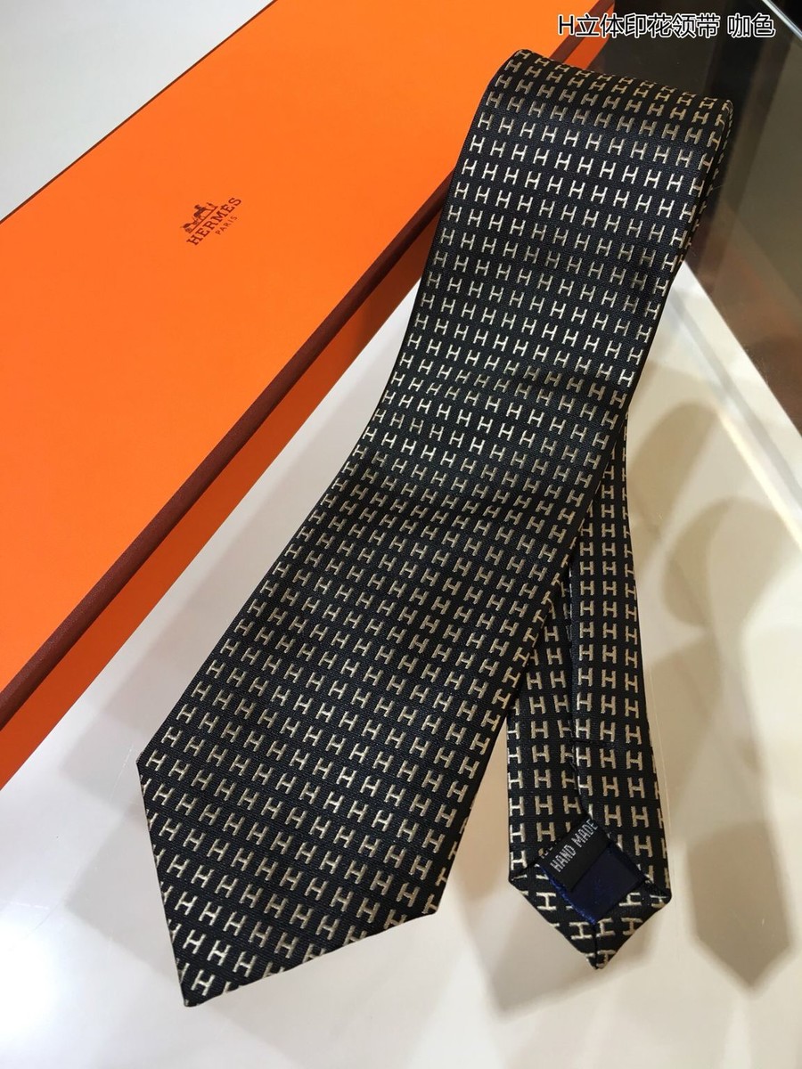 Hermes Twill silk three-dimensional print tie