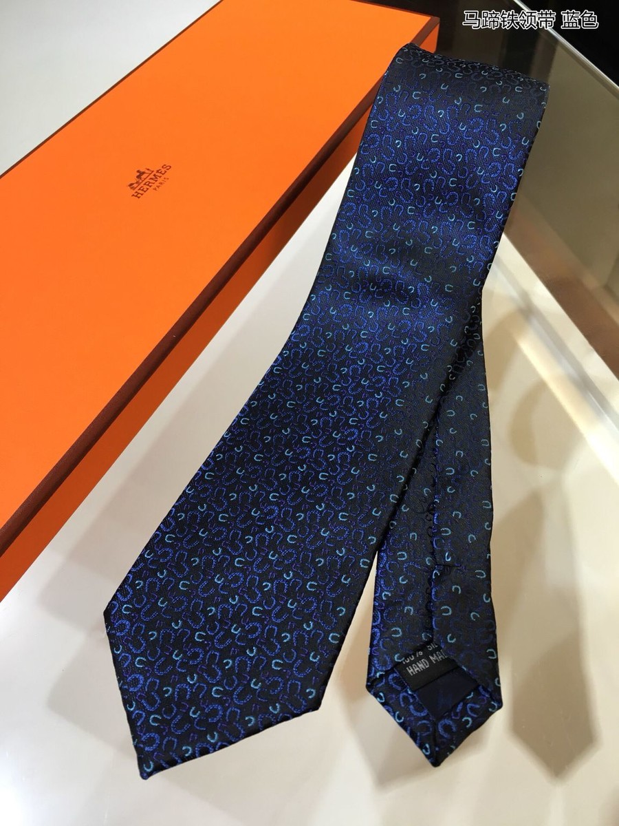 Hermes Twill silk horseshoe tie