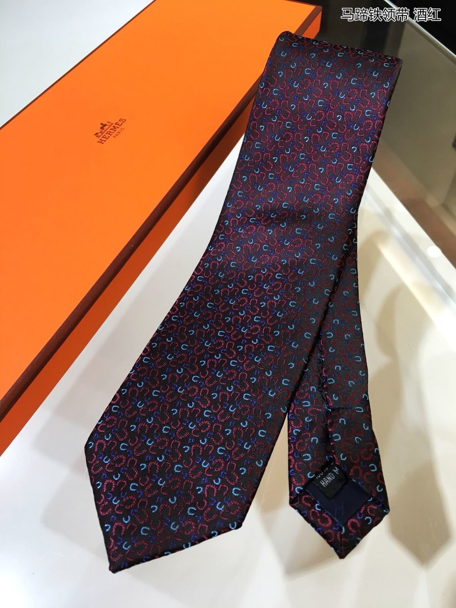 Hermes Twill silk horseshoe tie