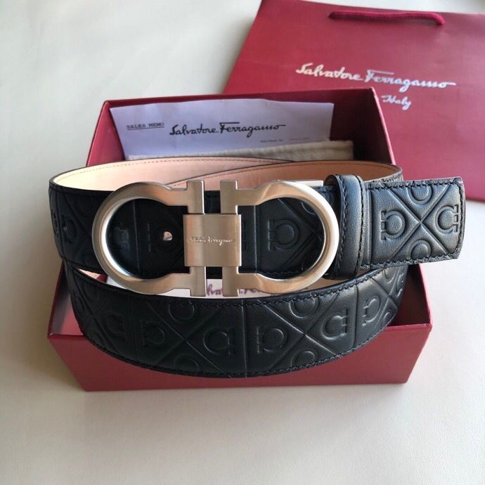 Ferragamo Men s 3.5cm leather belt with exquisite metal buckle