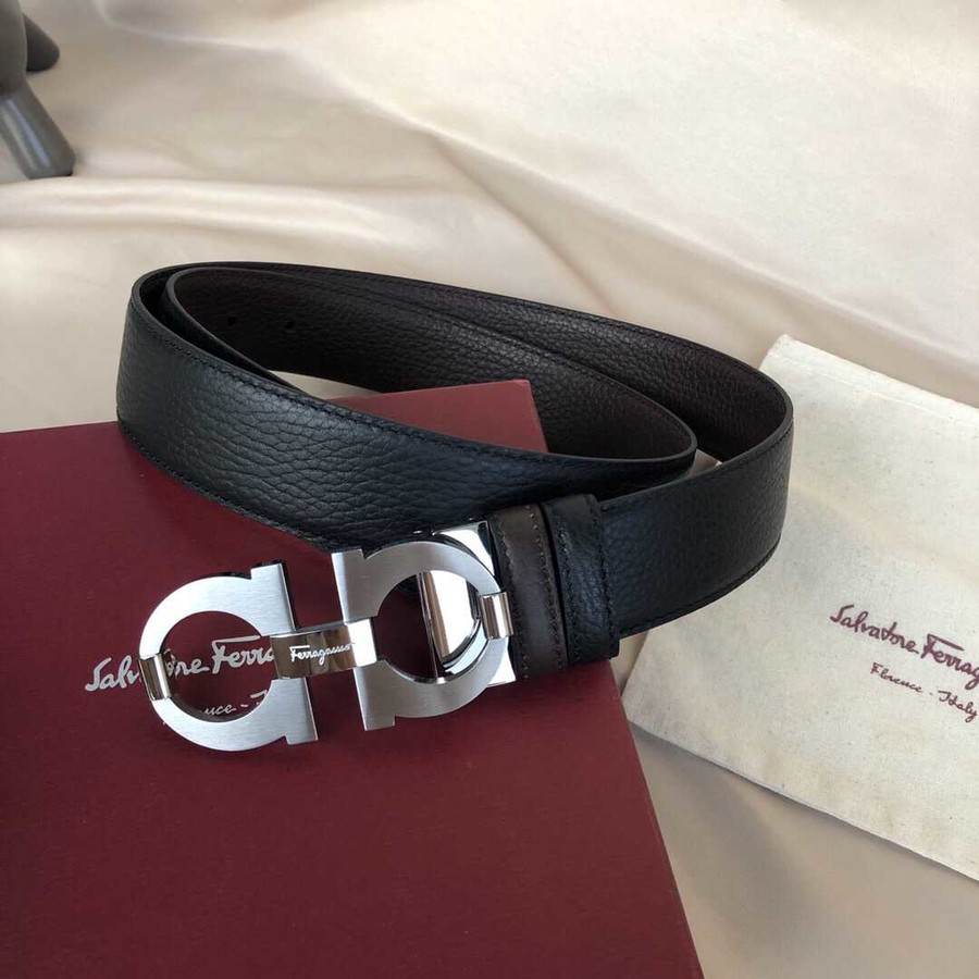 Ferragamo Men s 3.5cm Stainless Steel Metal Buckle Cowhide Reversible Belt