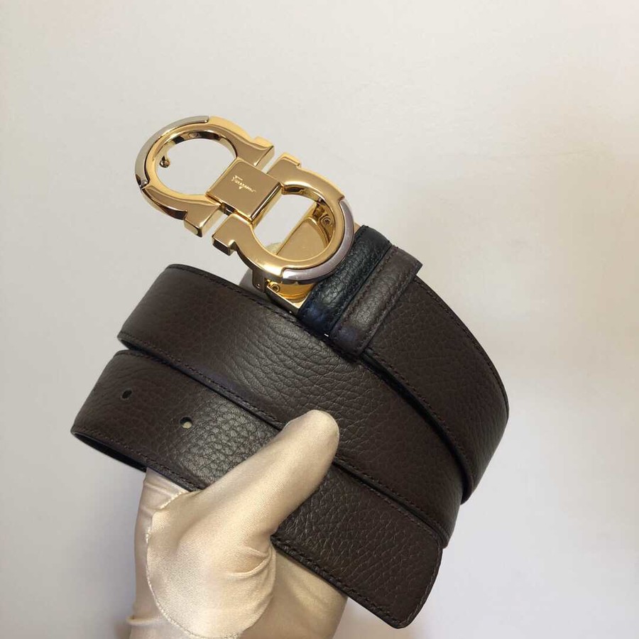 Ferragamo 3.5cm Gancio Metal Buckle Cowhide Reversible Belt