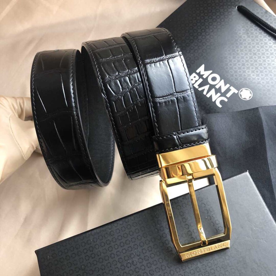 MontBlanc Men s belt width with metal buckle: 3.5cm