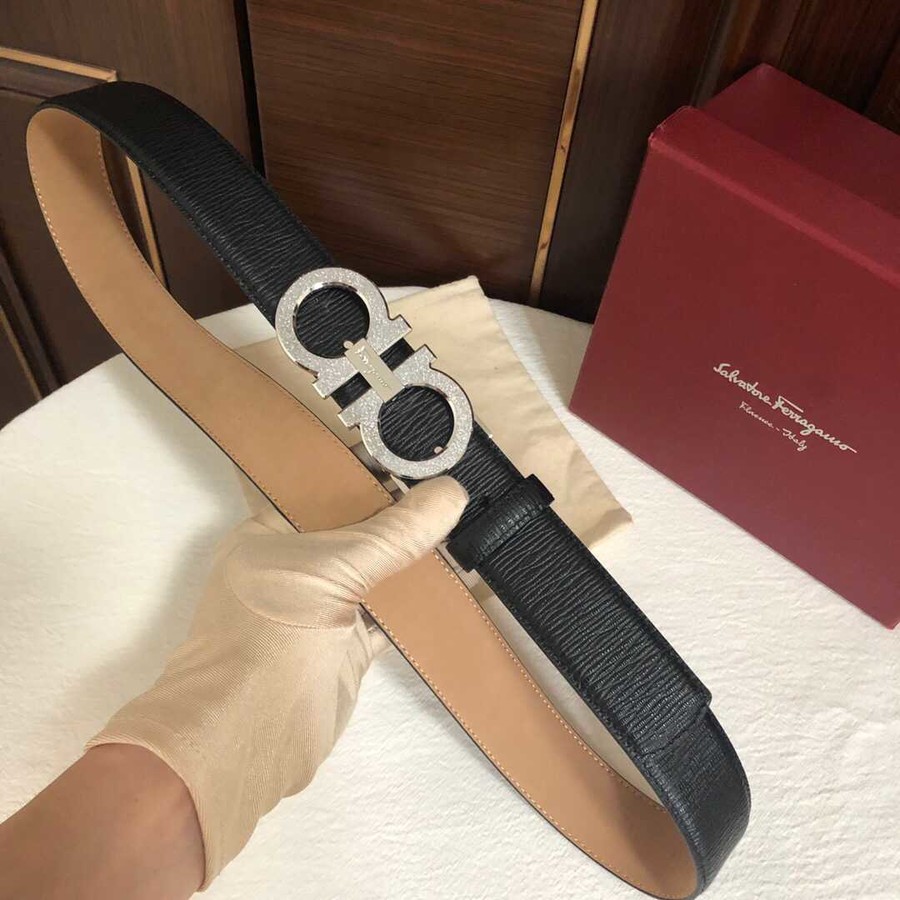 Ferragamo Men s 3.5cm stainless steel metal buckle leather nubuck inner belt