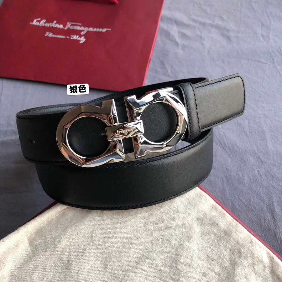 Ferragamo 3.5cm Gancio metal buckle with cowhide crocodile pattern belt