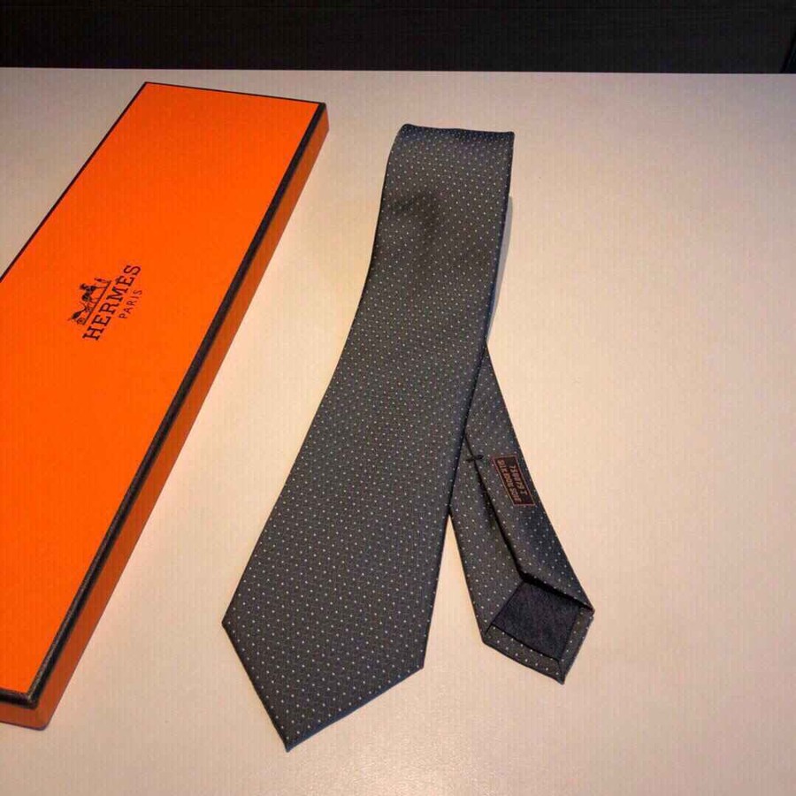 Hermes Top Twill Silk H Polka Dot Tie