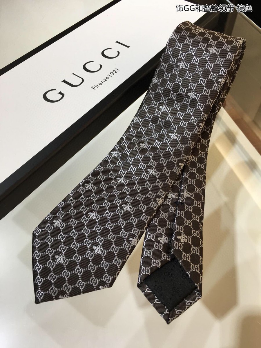 Gucci Jacquard silk embellished GG and bee tie