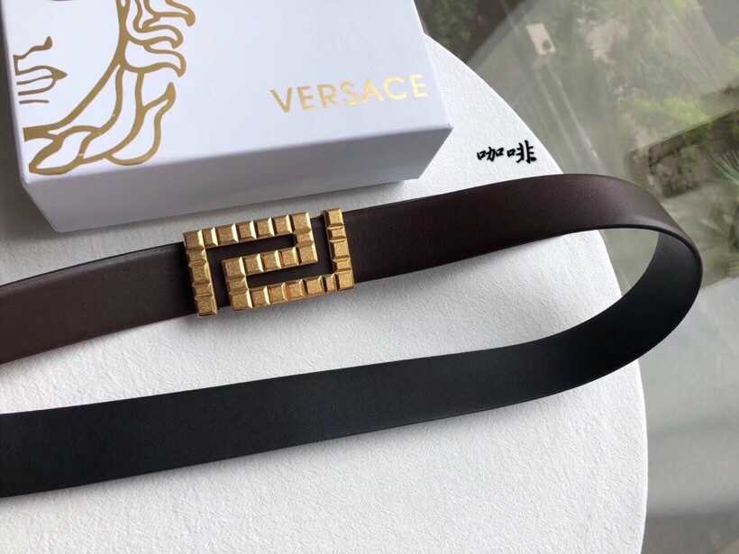 Versace Reversible cowhide leather stainless steel metal buckle 3.5cm men s belt