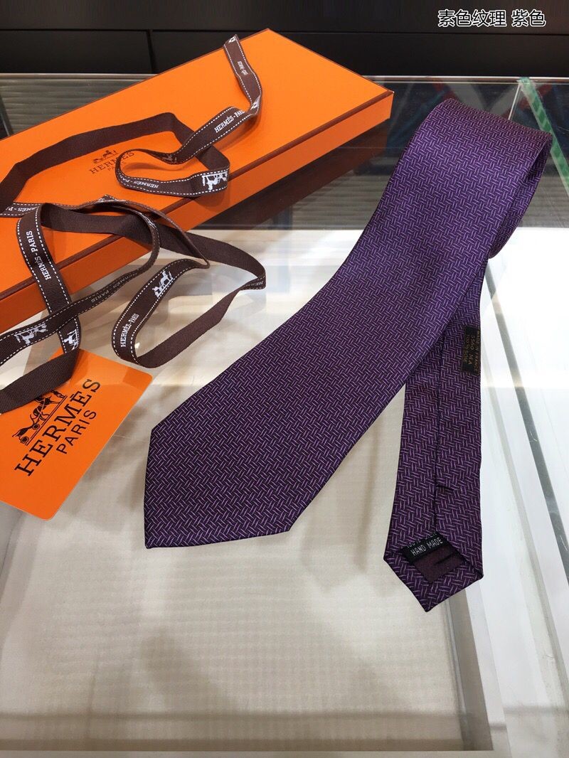 Hermes Twill silk plain pattern tie