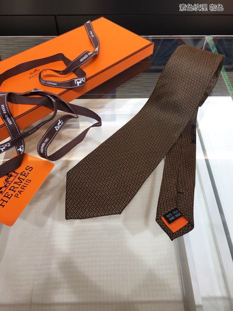 Hermes Twill silk plain pattern tie