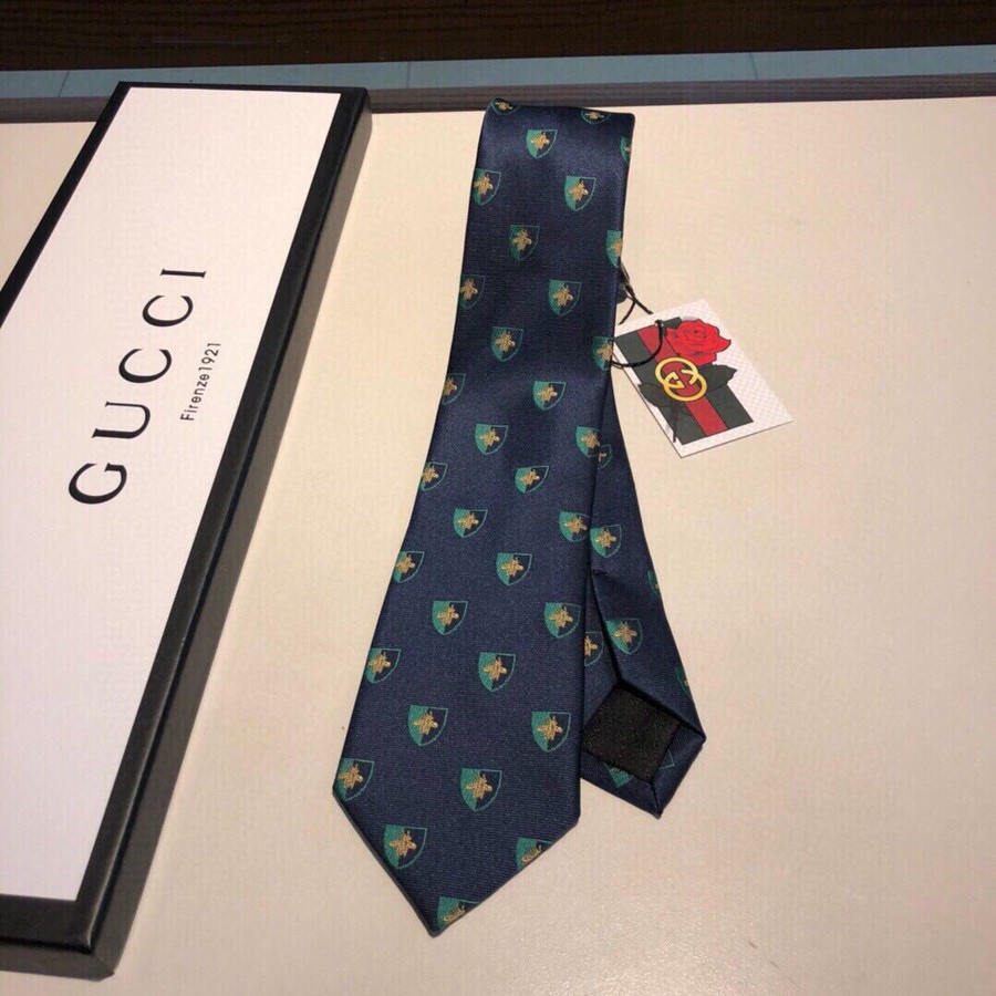 Gucci Bee badge pattern jacquard silk tie