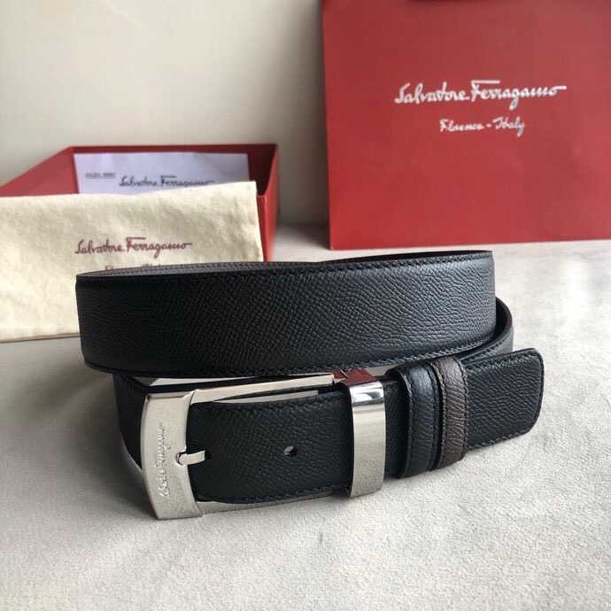 Ferragamo Men s 3.5cm buckle leather cross pattern belt