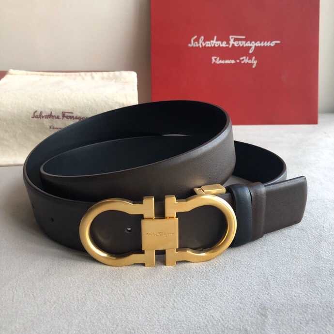 Ferragamo Men s 3.5cm Nappa Leather Belt with Exquisite Metal Buckle