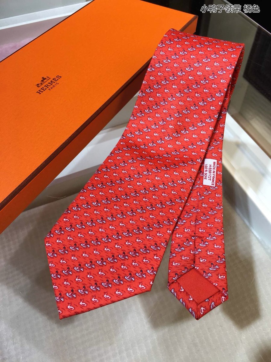 Hermes Twill silk duckling tie