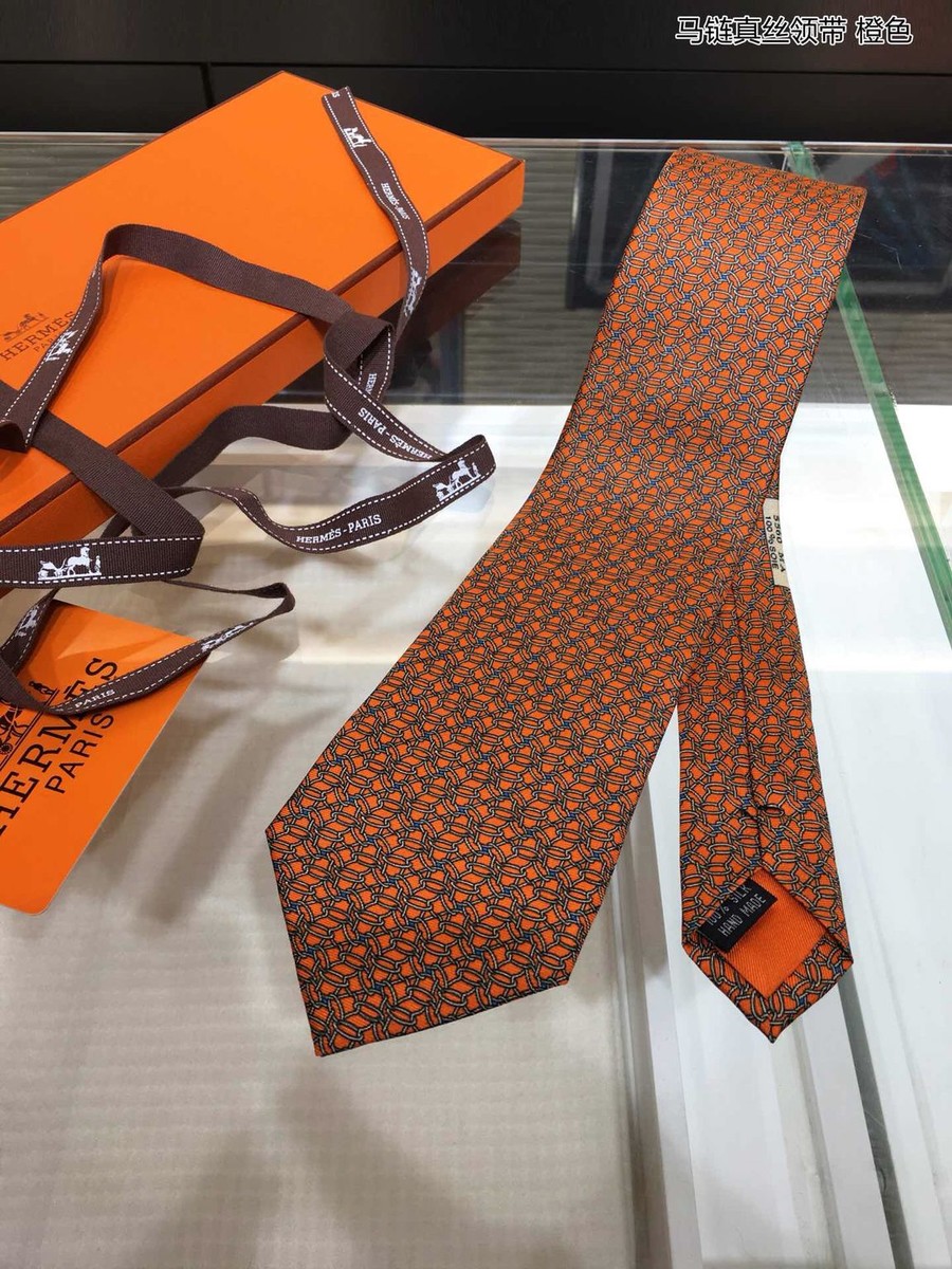 Hermes Twill silk horse chain silk tie