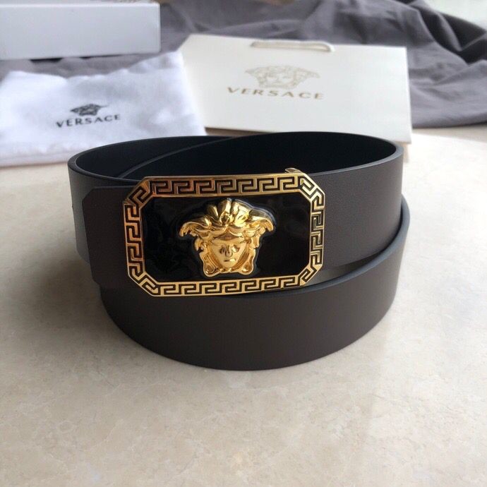 Versace Stainless steel Medusa resin metal buckle 3.8cm cowhide belt