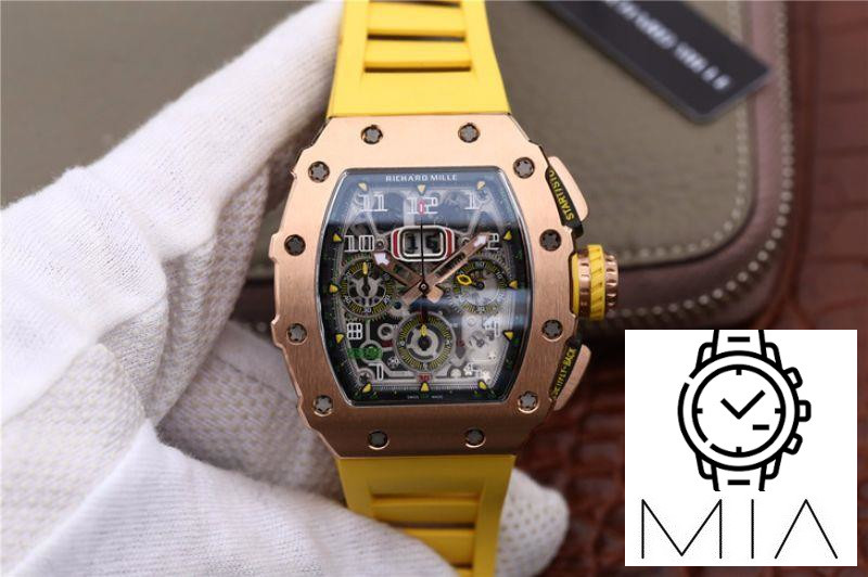 Richard Mille RM11-03 KV Factory Rose Gold Skeleton Dial