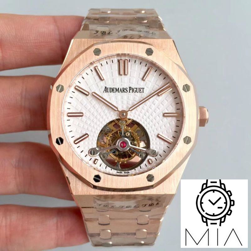 Audemars Piguet Royal Oak Rose Gold Tourbillon Extra Thin 26522 R8 Factory White Dial