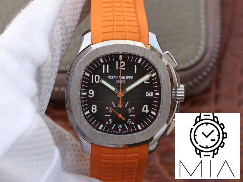 Patek Philippe Aquanaut Chronograph 5968A Orange Rubber Strap Black Dial