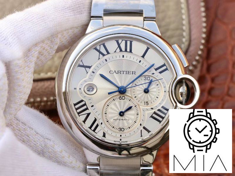 Cartier Ballon Bleu Chronograph W6920076 ZF Factory Silver Dial