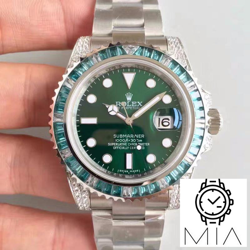 Rolex Submariner Date 116610LV Noob Factory V9 Green Dial Diamond