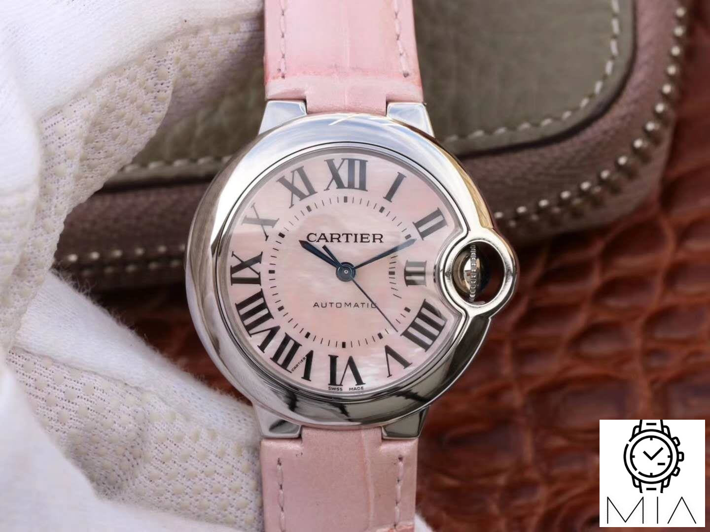 Ballon Bleu De Cartier Ladies 33MM WSBB0002 V6 Factory Pink Dial