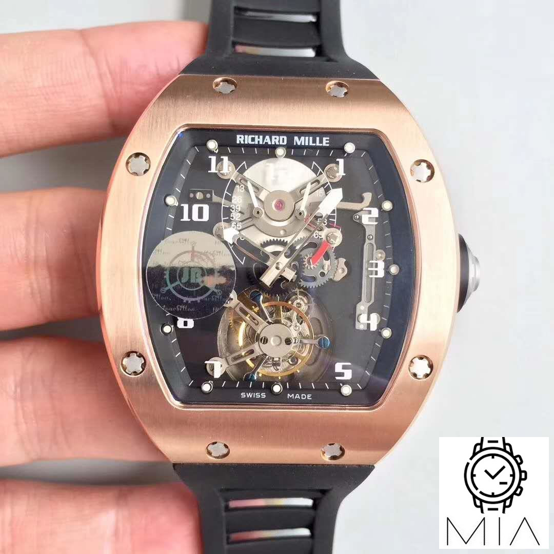Richard Mille RM001 Rose Gold Tourbillon JB Factory Black Dial