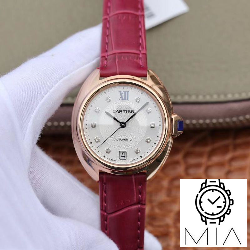 Cle De Cartier Automatic 35mm WJCL0032 18K Rose Gold Silver-gray Dial