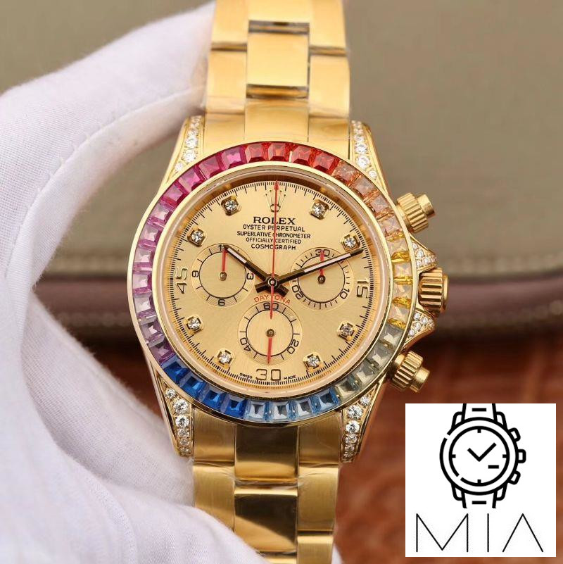 Rolex Daytona Cosmograph Rainbow 116598RBOW BL Factory Gold Dial