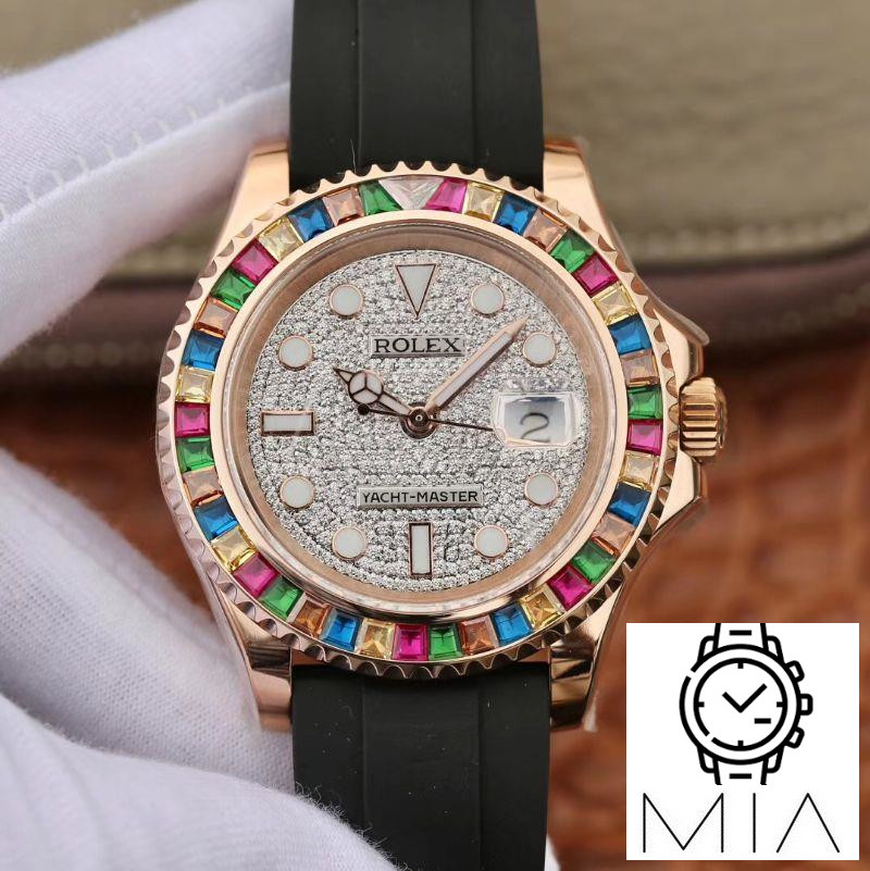 Rolex Oyster Perpetual Yacht Master 116695 Silver Diamonds Dial