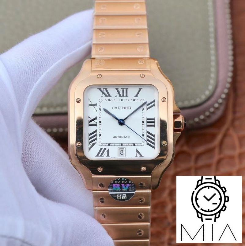 Cartier De Santos 40mm BV Factory 18K Rose Gold Case White Dial
