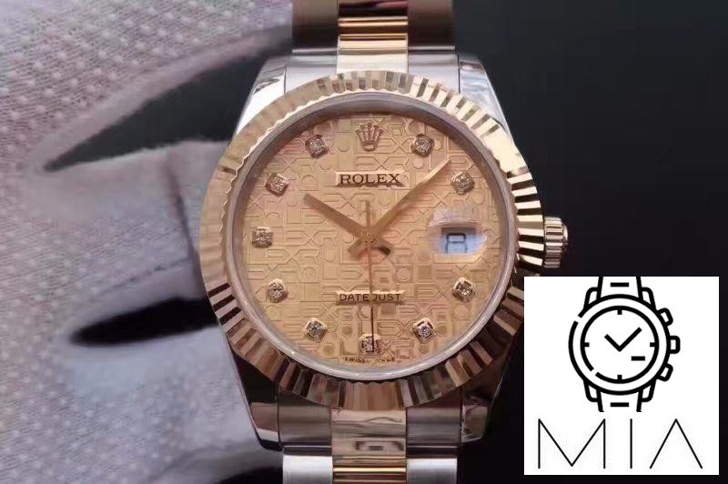 Rolex Datejust II 126333 41MM Diamond-studded Rose Gold Texture Dial
