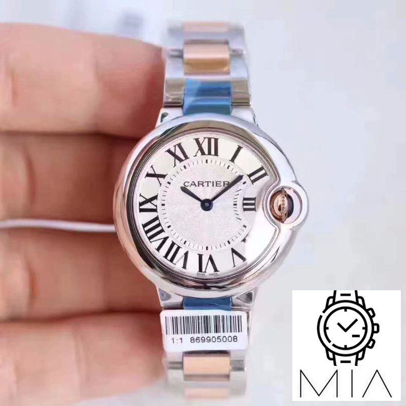 Ballon Bleu De Cartier Ladies W6920033 36MM V6 Factory White Textured Dial