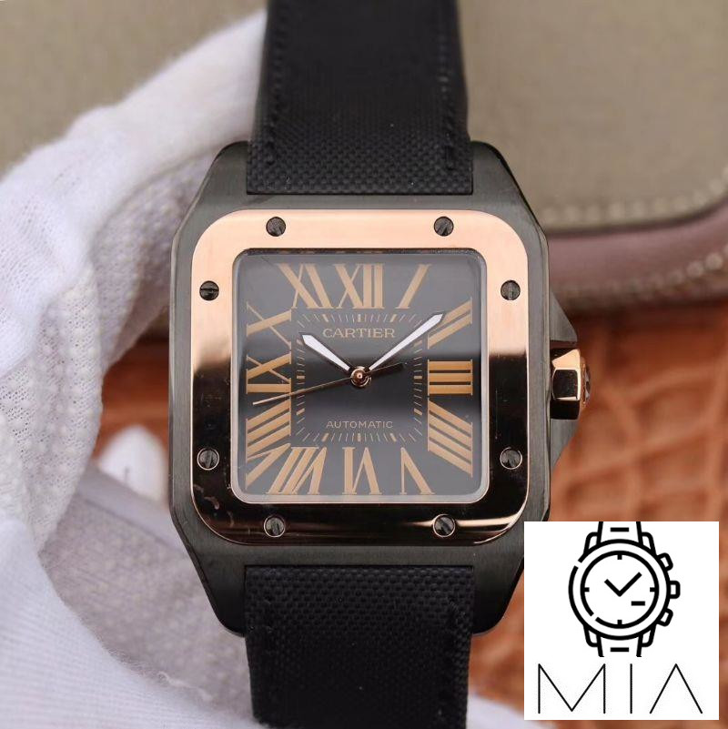 Cartier De Santos 100th Anniversary W2020009 RB Factory 18K Rose Gold Black Dial