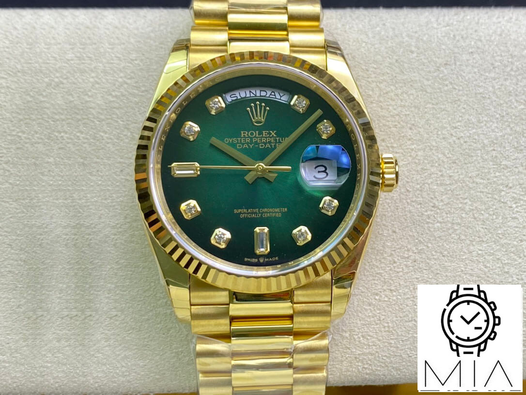 Rolex Day-Date M128238-0069 Yellow Gold EW Factory Gradual Green Dial