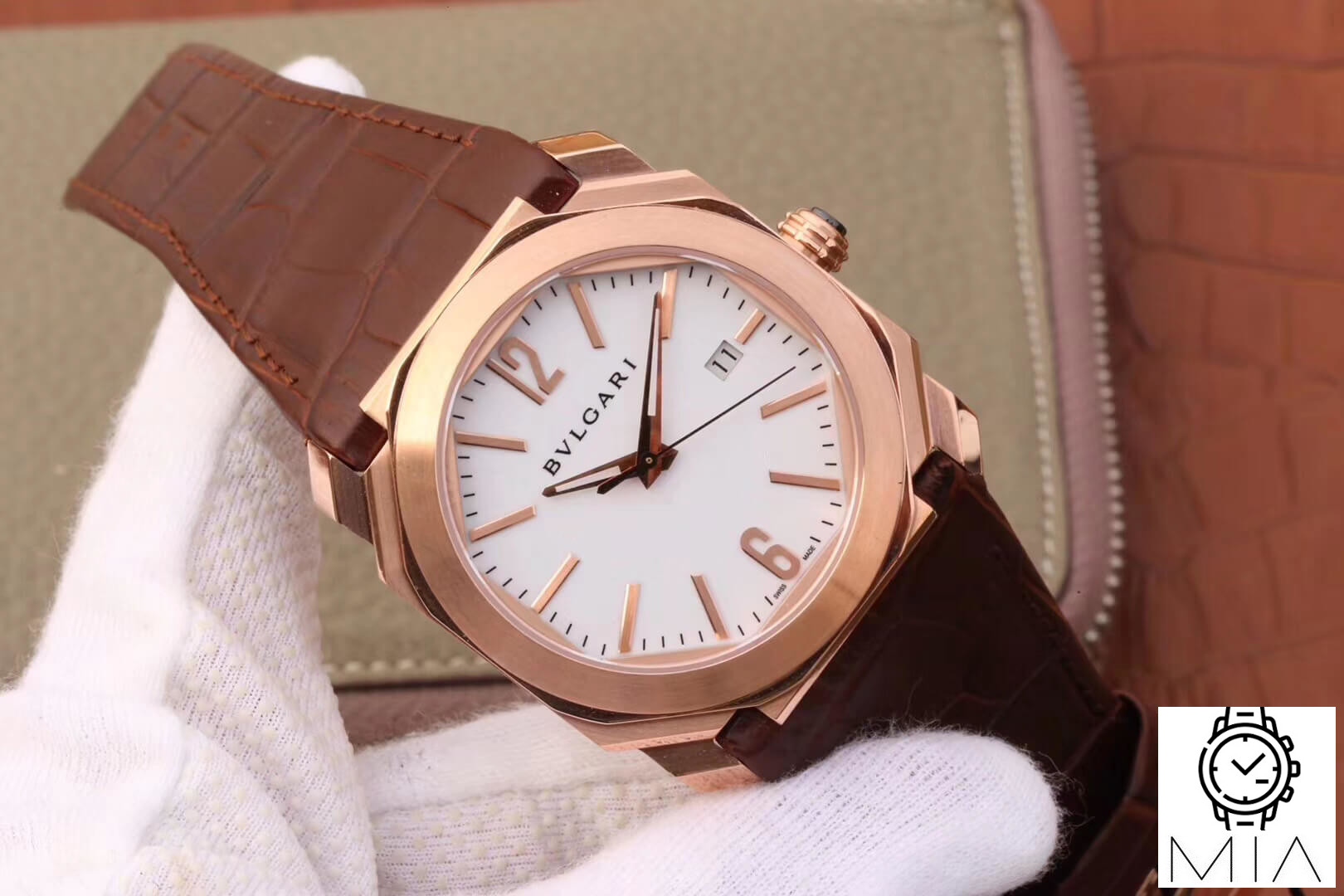 Bvlgari Octo 102119 BGOP38WGLD Rose Gold White Dial