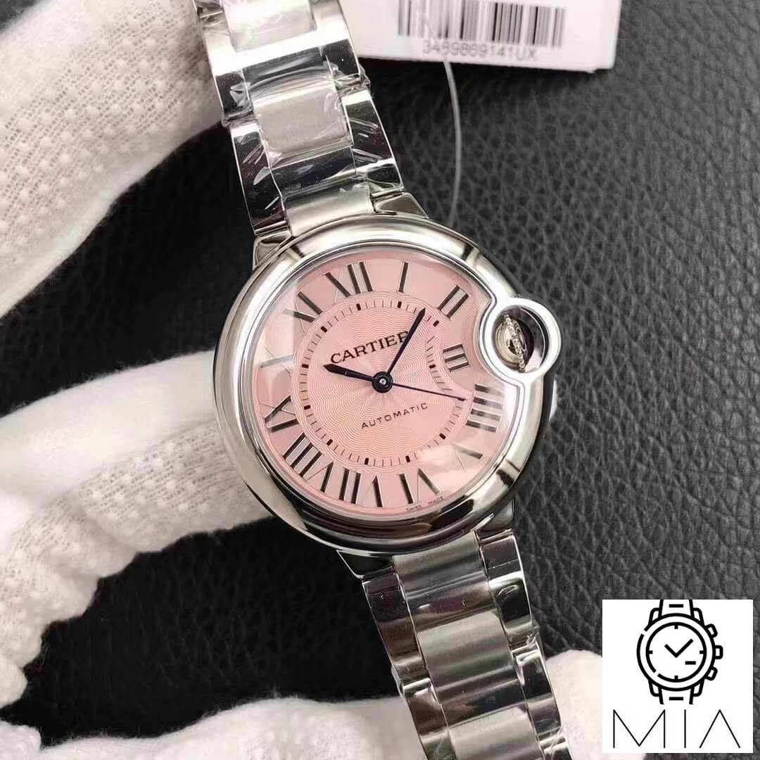 Ballon Bleu De Cartier 33MM W6920041 V6 Factory Stainless Steel Pink Dial