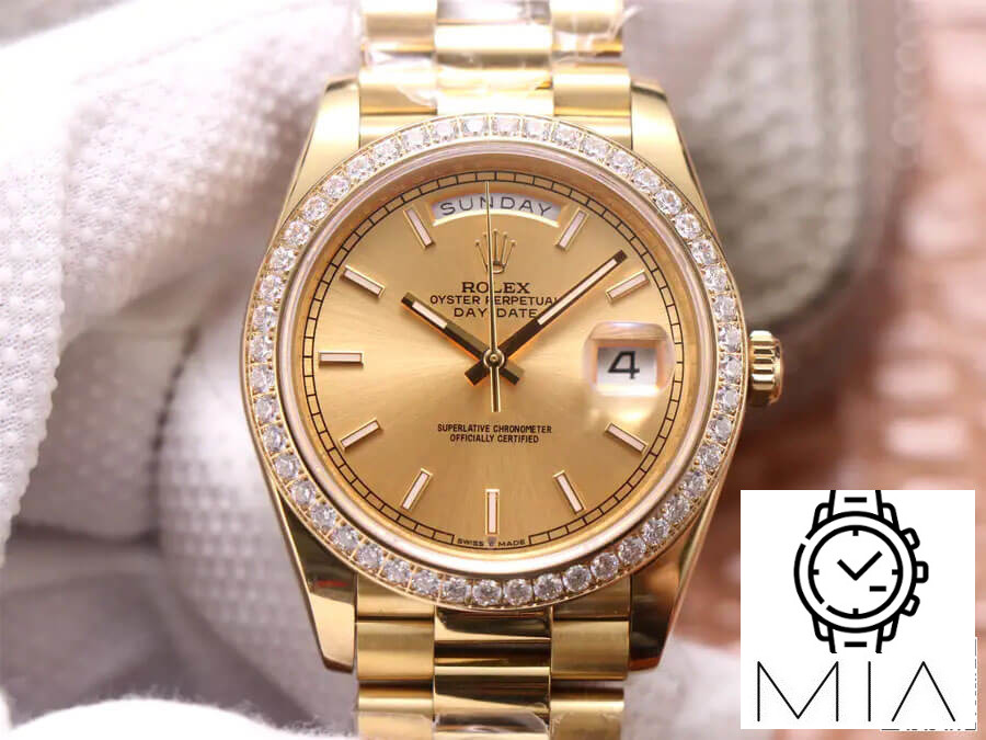 Rolex Day Date M228348RBR-0008 EW Factory Diamond-Set Bezel